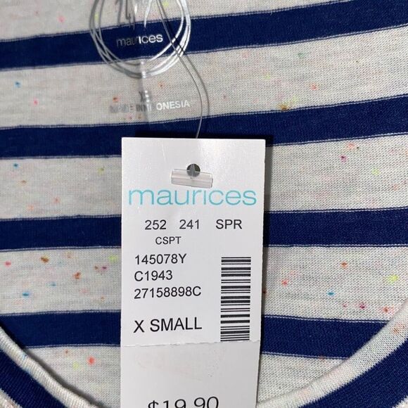 24/7 Maurices Women's White Blue Striped Flecked Forever Tank Top Size XS NWT - Picture 9 of 9